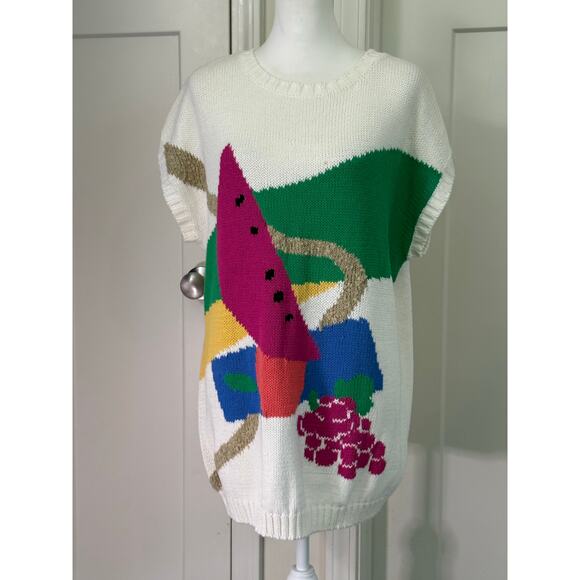 Vintage Koret 80s Fruit Design Knit Top Womens 22 - Picture 2 of 4